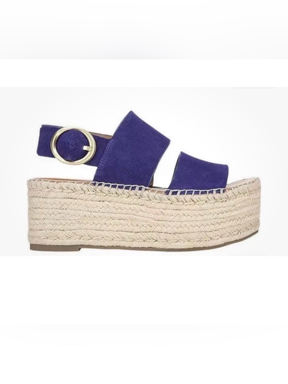 Franco Sarto Mariana Espadrille Cobalt Purple Suede Platform Sandal 8 NEW